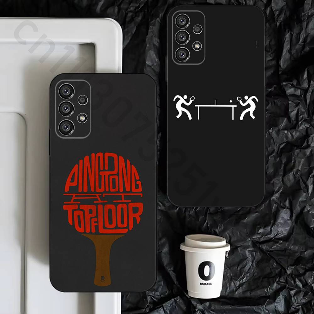 Table Tennis Logo - 卓球ラケットピンポン電話ケースサムスン S9、S10、S20、S10、S21、S25、S24、S23、ウルトラ、FE、プラス、ライト、ソフトシリコンブラックカバー用