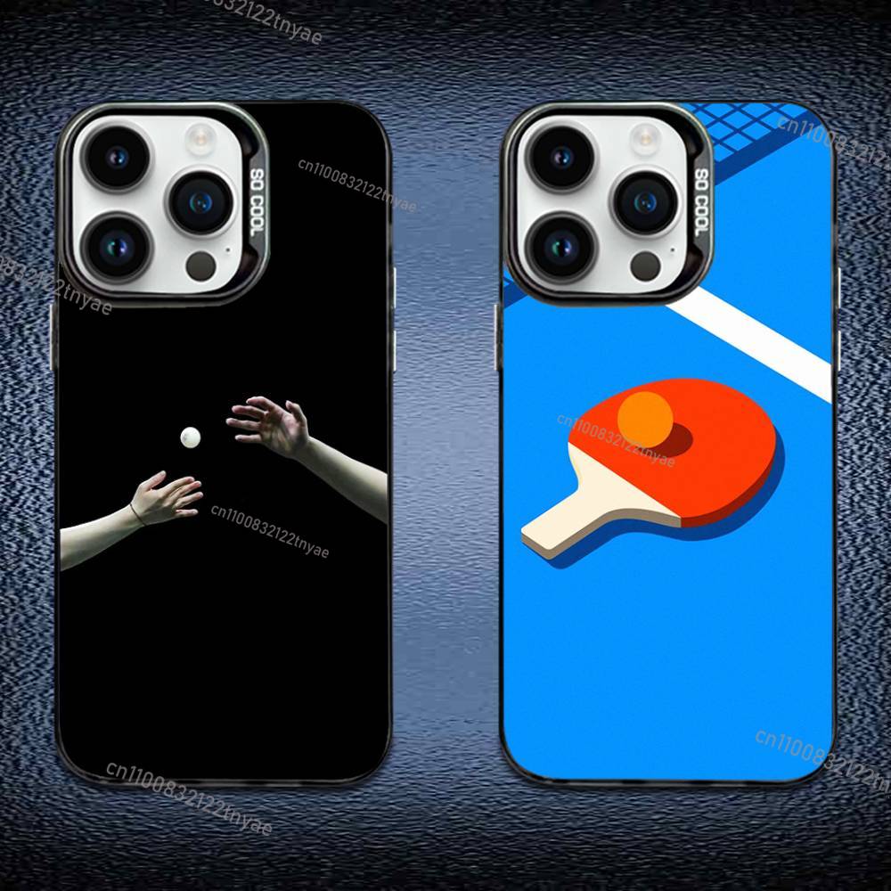Table Tennis Animation - 卓球ラケット型iPhoneケース iPhone 17,16,Pro,Max,e,15,14,Plus,13,12,Mini,11対応 マットカラーシルバー 高級カバー