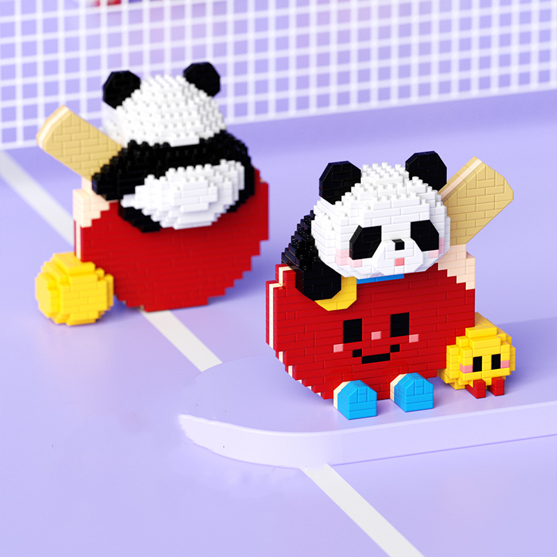 Table Tennis Champion - 2015卓球ラケットビルディングブロック、かわいいパンダチャンピオン、周辺装飾品、子供向け教育玩具、クリスマスプレゼント