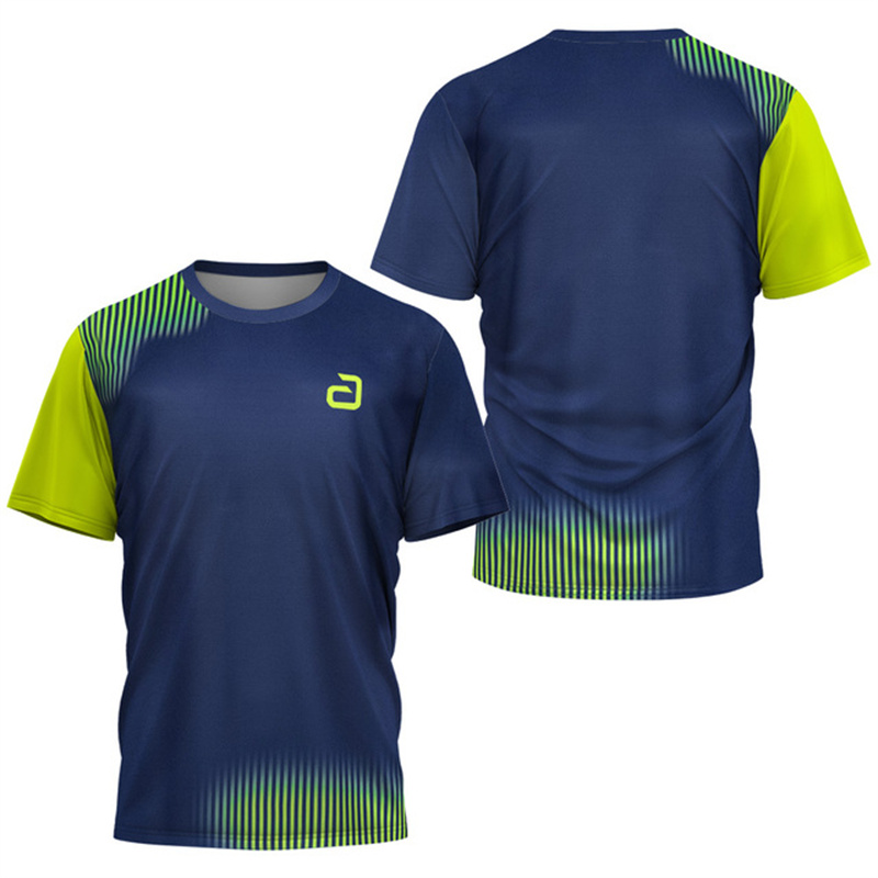 Table Tennis Jersey Butterfly - 男性卓球 Tシャツアンダーカーレントパターンメンズサマーテニスバドミントン Tシャツトップ卓球クラブ速乾半袖