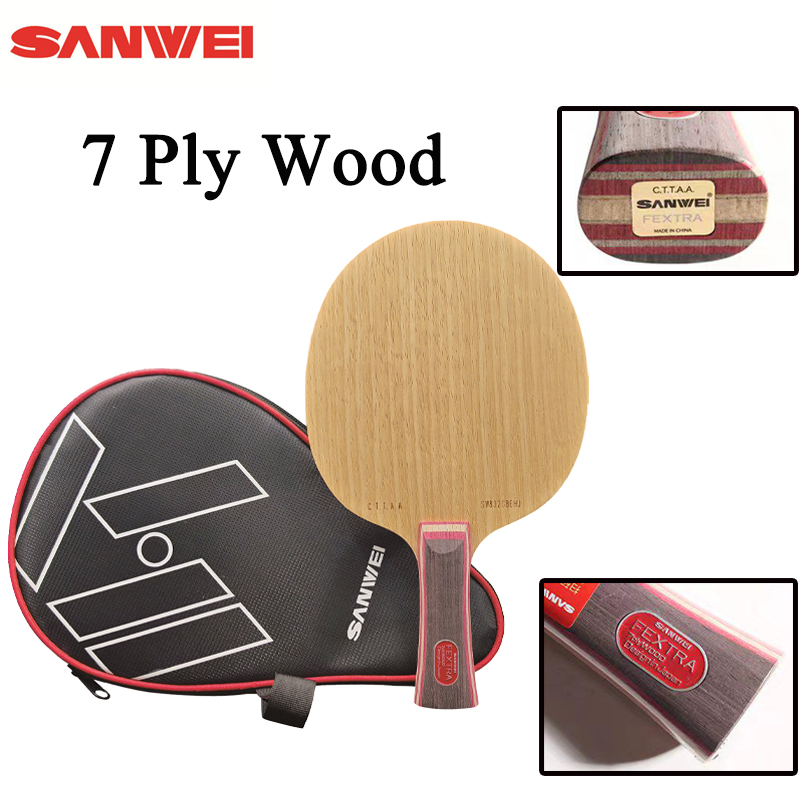 Table Tennis Racket - 新しいSANWEI FEXTRA 7卓球ブレード7枚合板リムバ・アユスウッドプロフェッショナルピンポンラケットバットパドルクイックアタック＆ループ