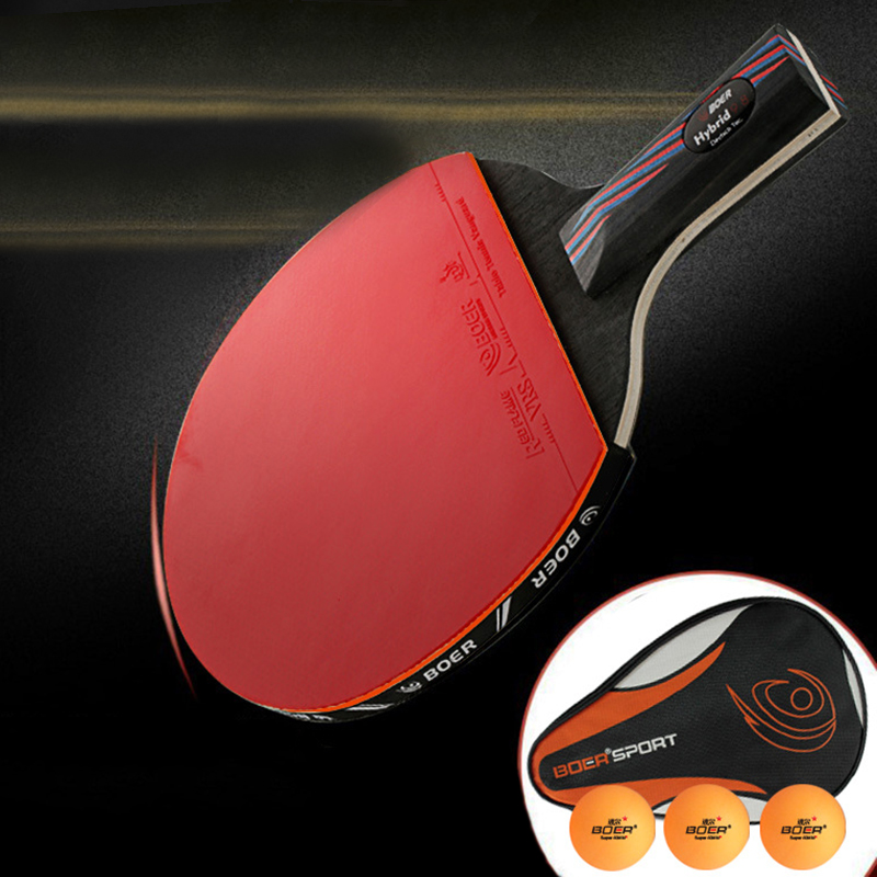 Forehand Training Ball - BOER 7層構造卓球ラケット プロ仕様トレーニング用+ボール+カバー+保護フィルム付き フォアハンド/バックハンド/スピントップ学習用