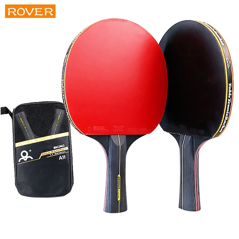 Table Tennis Tournament - 卓球ラケットセット,5つ星,6つ星,2ピース,プロのゴム製ピンプルセット,高品質,バットブレード,バッグ付きパドル