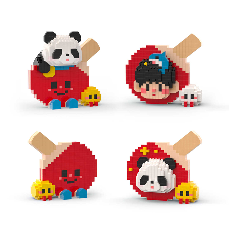 Table Tennis Champion - 卓球のラケットのビルディングブロック、かわいいパンダチャンピオン、周辺の装飾品、教育玩具、クリスマスプレゼント