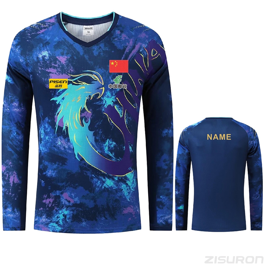 Table Tennis Logo - 男性と女性のための長袖卓球シャツ,カスタマイズされたロゴ,中国王c.qドラゴンチャンピオン,ピンポン