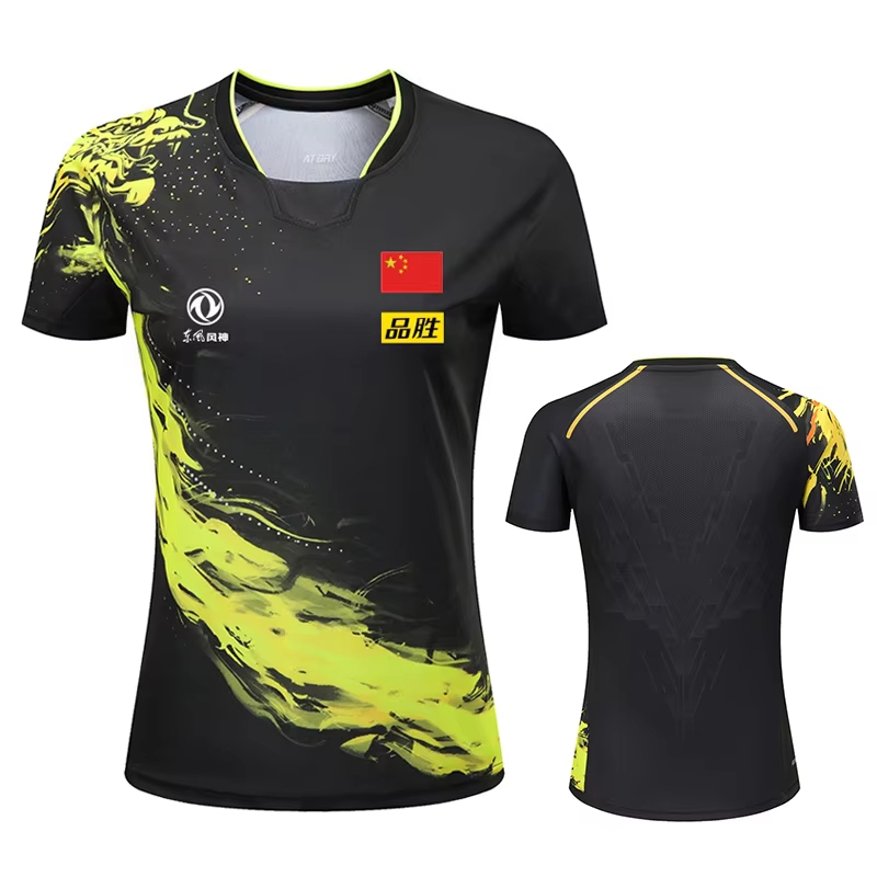 Table Tennis Zhang Jike - 男性と女性のためのドラゴンプリント卓球Tシャツ,ファッションバドミントンスポーツTシャツ,ピンポンジャージ,フィットネスシャツ,中国