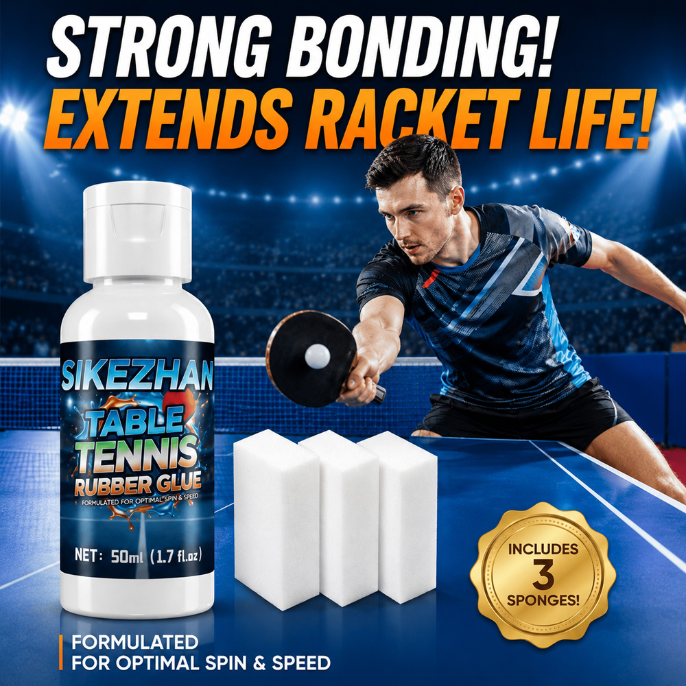 Table Tennis Tournament - 50ML 卓球ラバー接着剤ピンポンブレード接着剤 ラケット組み立て用スポンジ3個付き スピンスピードブースターセット SIKEZHAN