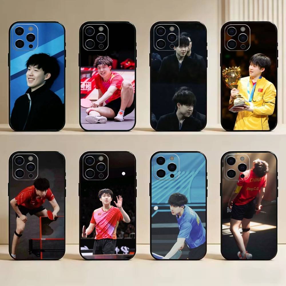 Table Tennis Animation - W-Wang Chuqin-卓球選手用シリコンソフトフォンケース iPhone 17 16 15