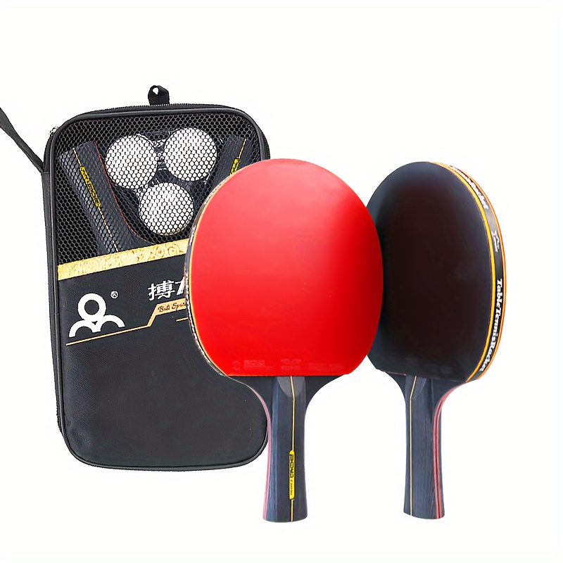 Table Tennis Zlc - プロ仕様卓球ラケット2本、スター評価の卓球ラケット、両面ゴムラケット（バッグ付き）、卓球ボール3個
