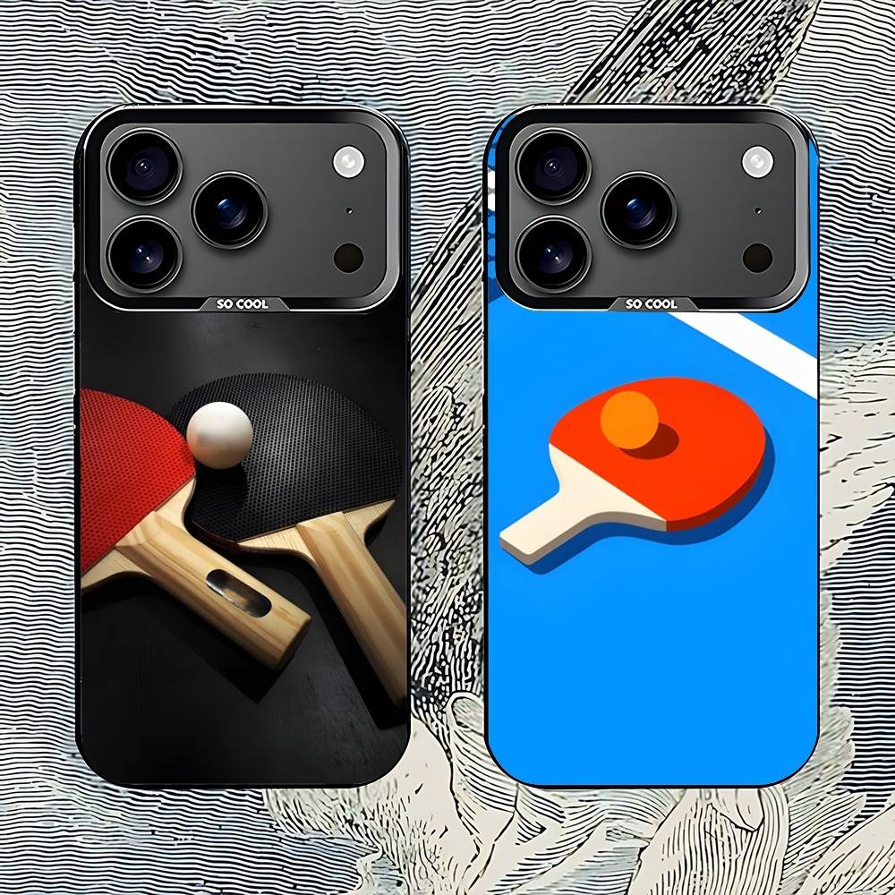 Table Tennis Logo - 卓球ラケット ピンポン スマホケース iPhone 17,16,15,14,13,12,11,Pro,Max,Plus,E,Air,Mini対応 ブラック