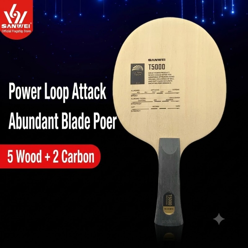 1個入り SANWEI T5000 卓球ラケット 5枚木質2 - Table Tennis Viscaria のレビューと価格