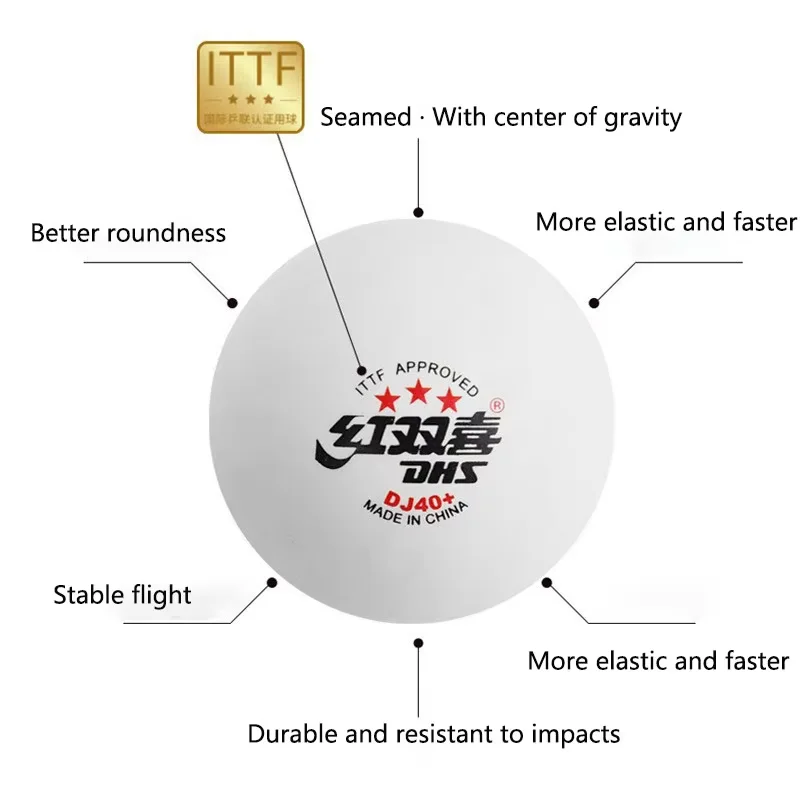 DHS DJ40+卓球ボール WTT 3つ星 ABS新素材  - Table Tennis Tournament のレビューと価格