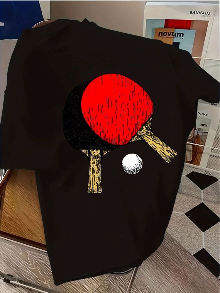 メンズネイビークルーネックTシャツ ヴィンテージ卓球ラケット - Table Tennis Graphics のレビューと価格