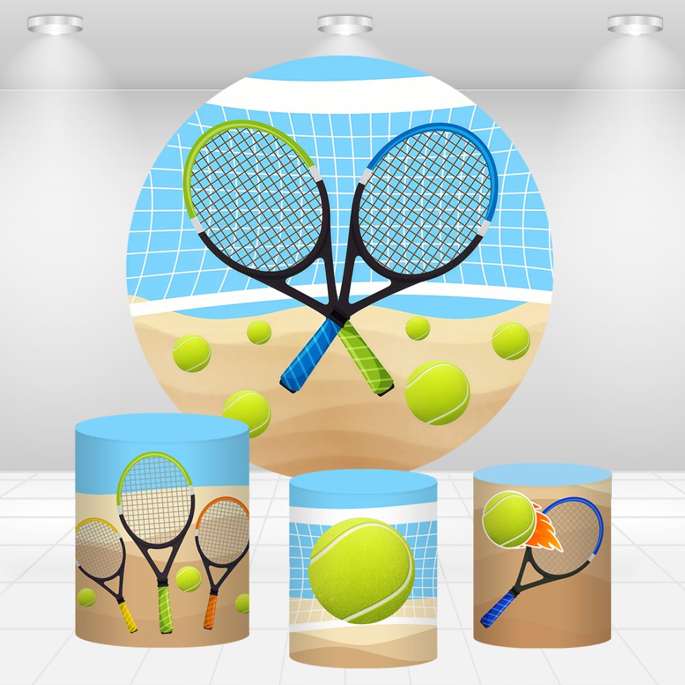 ビーチバレーボールテーマの円形背景幕子供の誕生日パーティー用 - Table Tennis Background のレビューと価格