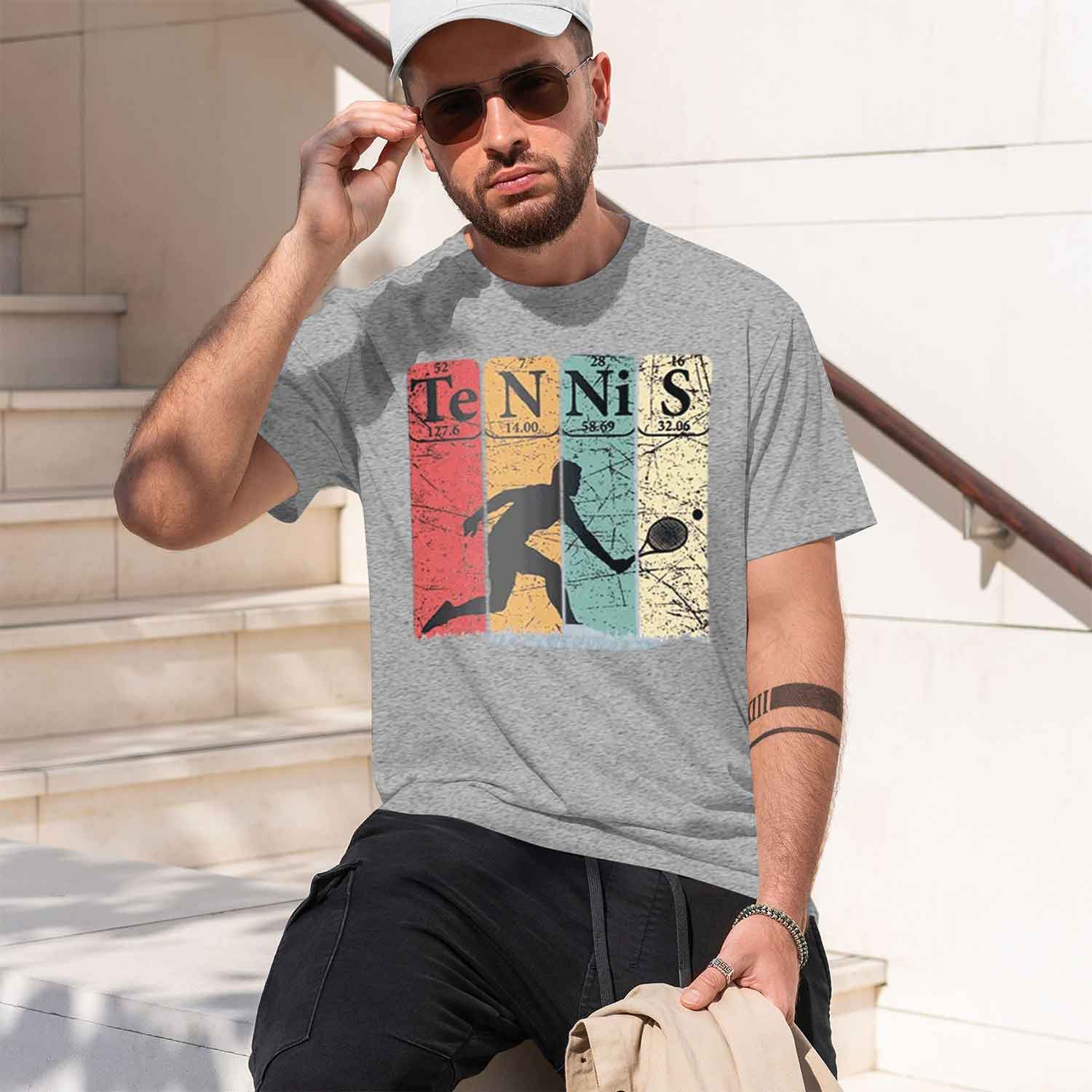 メンズヴィンテージテニス周期表元素グラフィック Tシャツ半袖 - Table Tennis Graphics のレビューと価格
