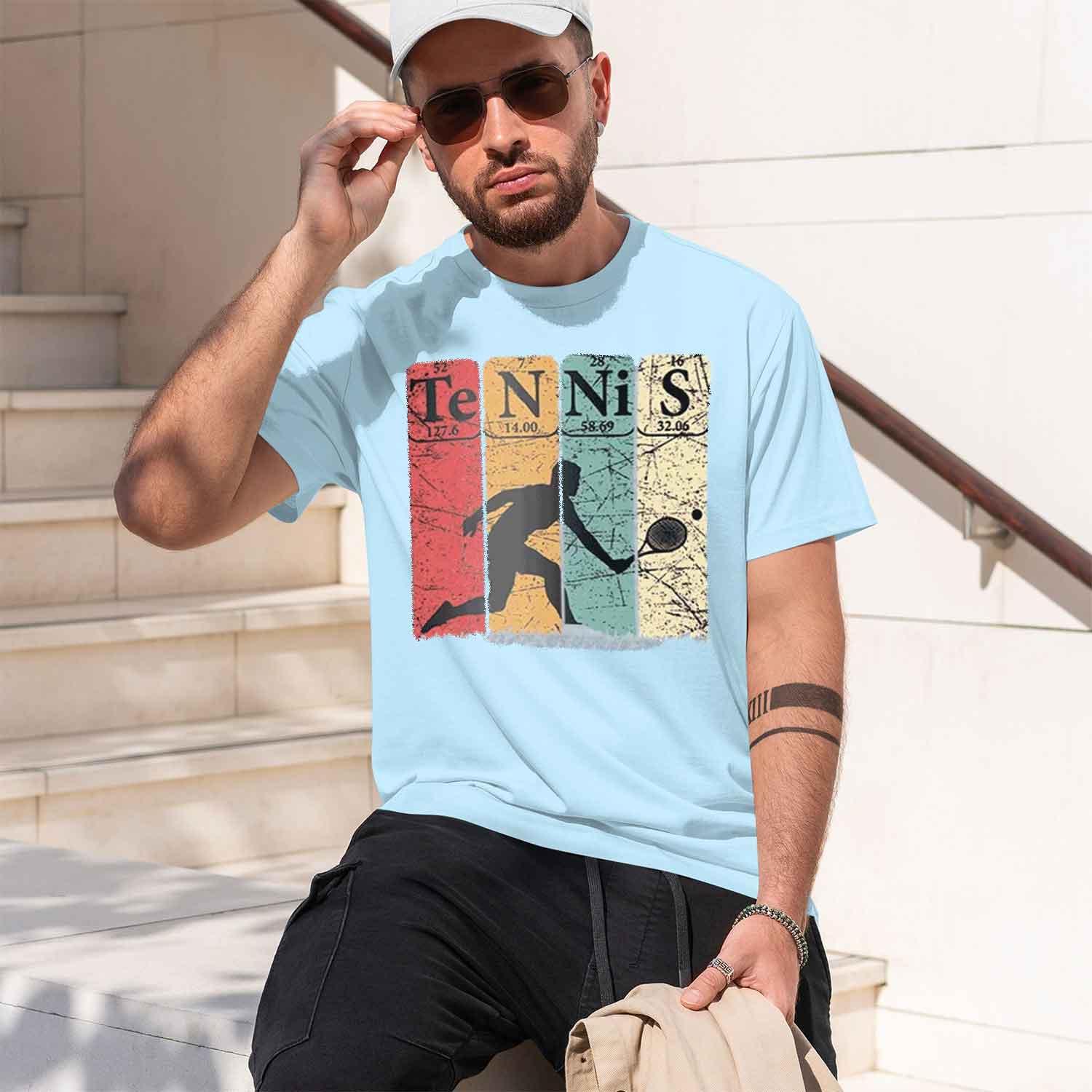 メンズヴィンテージテニス周期表元素グラフィック Tシャツ半袖 - Table Tennis Graphics のレビューと価格