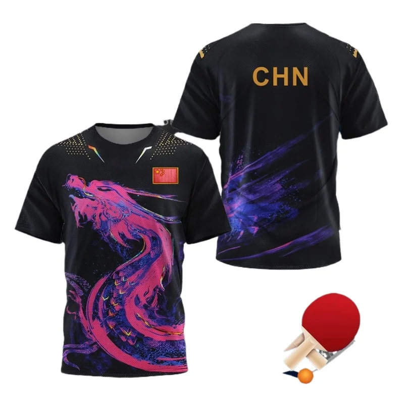 中国ドラゴン卓球グラフィック Tシャツ男性用衣類ファッション - Table Tennis Graphics のレビューと価格