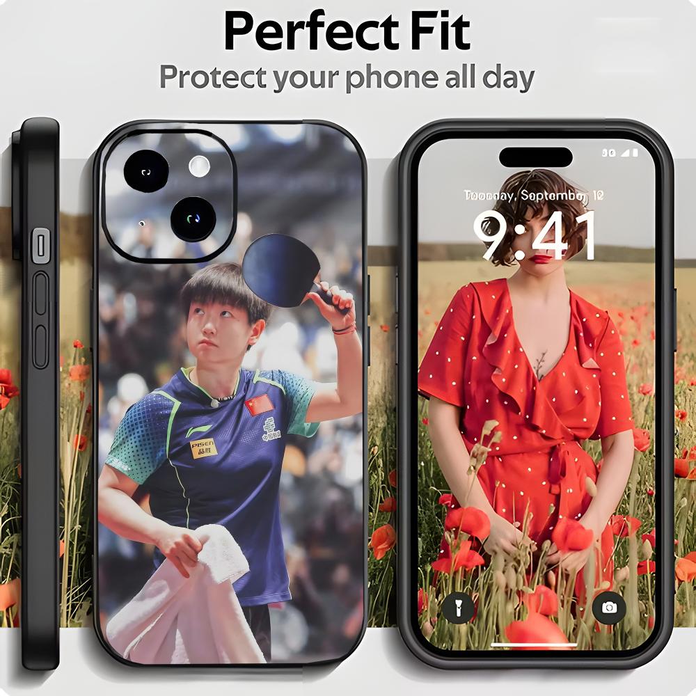 卓球選手孫穎莎風スマホケース ブラックマット 薄型 耐衝撃  - Table Tennis Champion のレビューと価格