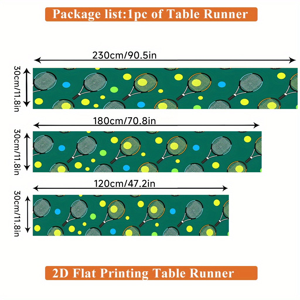 テニスボールとラケット柄のテーブルランナー、ダイニングコーヒ - Table Tennis Live のレビューと価格